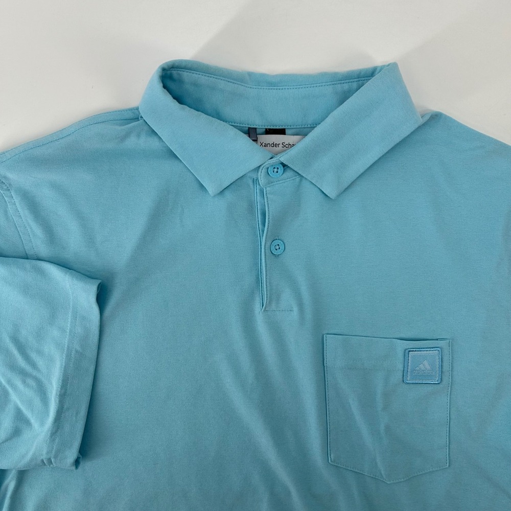 Adidas Golf Polo Mens Medium Light Blue Xander Schauffele Short Sleeve Shirt